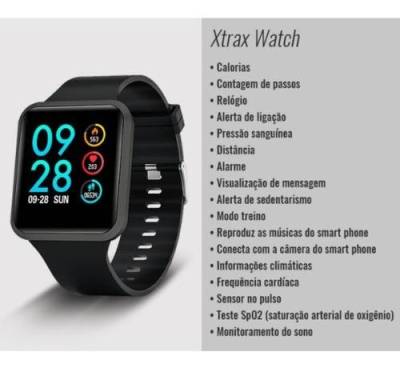 Smartwatch Relgio Inteligente Xtrax Preto