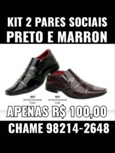 Kit Especial Com 2 Pares De Sapatos Sociais Preto E Marron( Apenas 100,00)