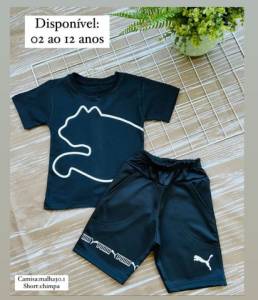 Conjunto Infantil  br camisas Fio 30.1 br short Chipas  br atacado 45.00 br varejo 75