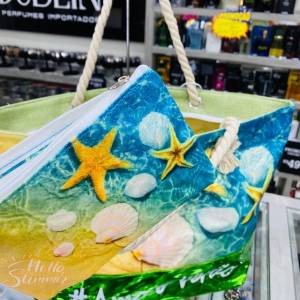 Bolsa Com Necessaire Helli Summer Verde Estrela Do Mar Conchas - Promoo!!!