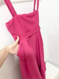 Vestido Midi Crepe - Manga Rosa Pink - P-m