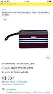 Bolsa Carteira Tommy Original Nova