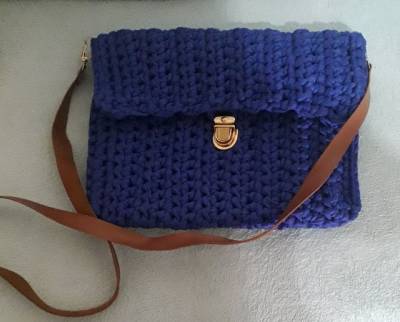 Bolsa Em Linha De Malha Azul