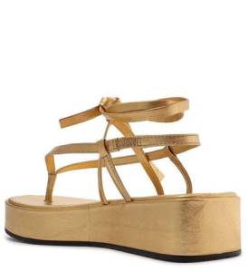 Sandlia Arezzo Dourada Flatform Amarrao