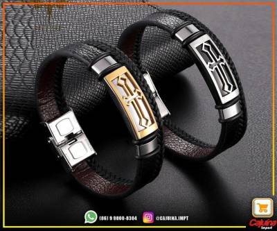 Pulseira Masculina Vintage De Couro B922 T2fd11sd22