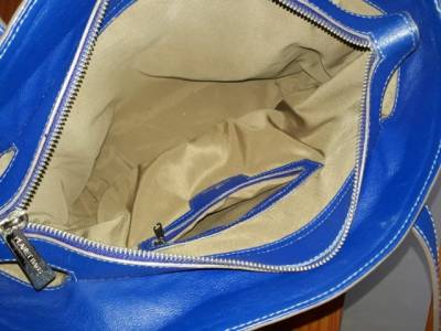 Bolsa Azul Em Couro