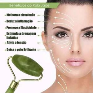 Kit Pedra Jade Rolo Facial + Escova Limpeza Esfoliao Limpeza Facial