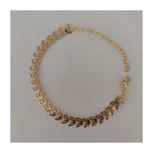 Pulseira Ouro 18k Folhas Vazadas Fita Escamas Feminina Folheado Antialrgico