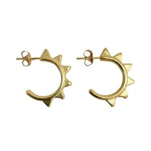 Semijia Brinco De Argola Com Spikes Folheado A Ouro 18k Verniz Catafortico Moda Blogueir