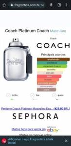 Perfume Coach Platinum Coach100ml