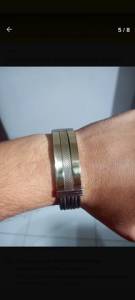 Pulseira Bracelete Masculino Ao Inox Com Ouro18k