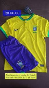 Camisa Seleo Brasileira Infantil N28 13 A 16 Anos