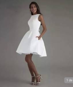 Vestido Branco Curto De Cetim Social Novo