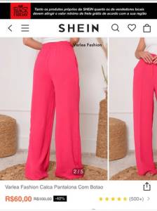 Pantalona Rosa Shein