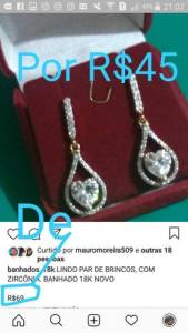 Lindo Brinco Sua Me! Abaixou! Banhado A Ouro 18k Novo