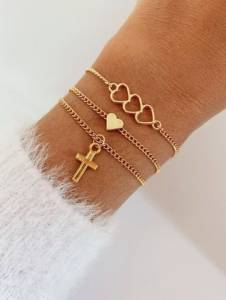 3 Pulseiras Douradas