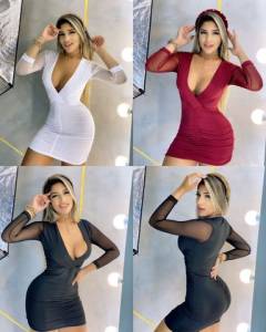 Vestido Tecido Suplex Com Tule