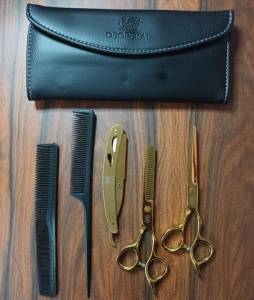 Kit Tesouras 6.0 Obopekal Cabeleireiro Profissional Dourado