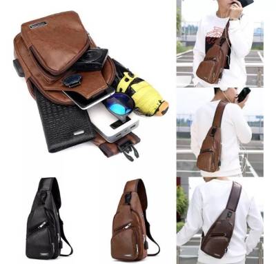 Mochila Bolsa Masculina Pochete Ombro Peito Anti Furto Usb