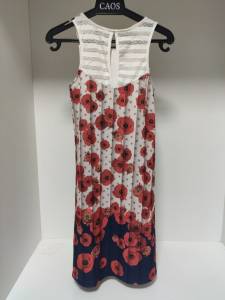 Vestido Branco Estampado Rosas Vermelhas