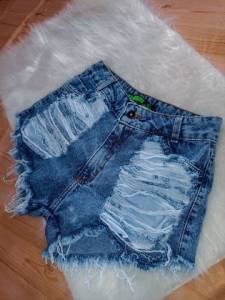 Short Jeans Destroyed Desfiado Premium Jeans Claro