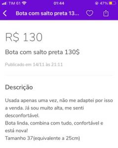 Bota Preta Com Salto 37