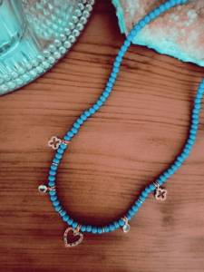 Colar Feminino Azul Turquesa. Estilo Chocker