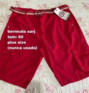 Bermuda Sarj Vermelha Plus Size