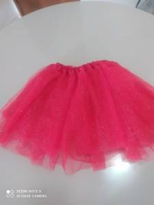 Saia De Tule Vermelha Com Glitter Infantil