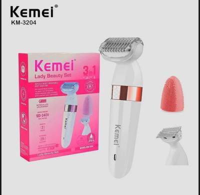 Massageador Facial Depilador Kemei Lady Beauty Set 3 Em 1