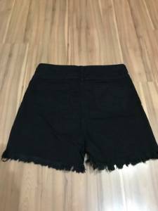 Short Jeans Preto Com Laycra Desfiado 44