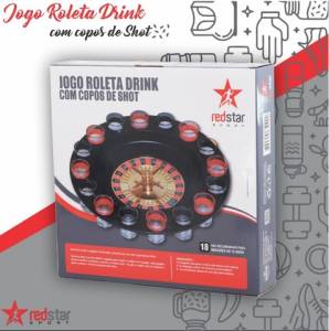 Jogo Roleta Drink Com Copos De Shot Redstar 19ps Elj0209