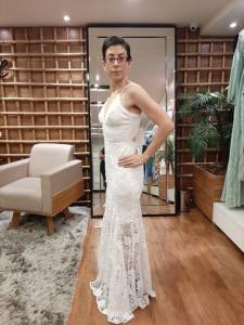 Vestido Todo Rendado Branco.