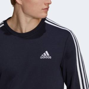 Bluso Em Moletom Original Adidas Essentials 3 Azul-marinho