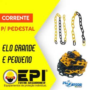 Corrente Plstica Pedestal Elo Pequeno Preto/amarelo