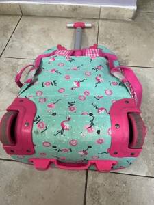 Mochila Puket Flamingo Verde gua (bolsa Com Rodinhas)