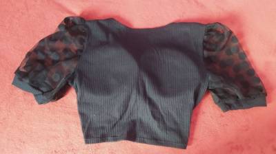 Cropped Preto Com Renda