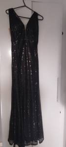 Vestido Longo Paet Preto