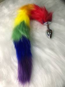 Plug Em Inox Com Cauda Rainbow