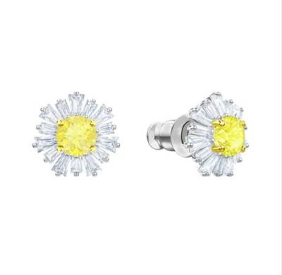 Brinco Swarovski Sunshine Amarelo Banhado Em Rdio