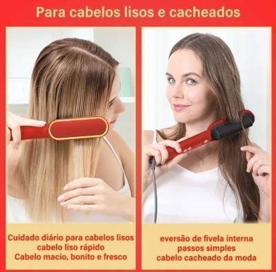 Escova Alisadora Liso Perfeito Completa Grande Promoo