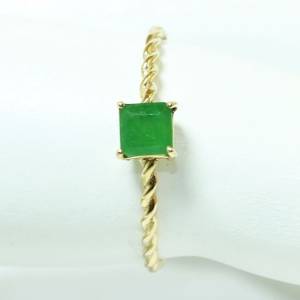 Anel De Ouro 18k Legtimo Crisopzio Verde Feminino Delicado