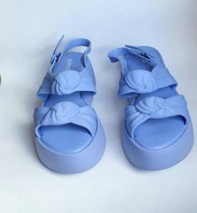 Sandlia Melissa Velvet Flatform Azul