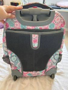 Mochila Escolar J World Com Rodinhas Estampada Rosa E Azul