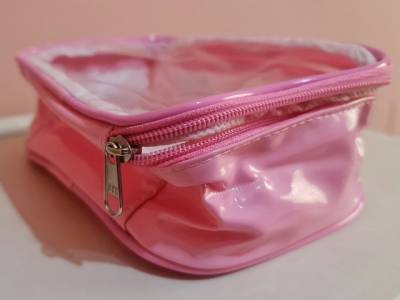 Necessaire Bolsinha De Plstico Rosa Com Ala