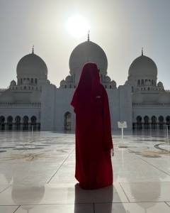 Abaya Muulmana Vermelha Importada