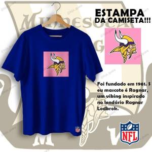 Camiseta Minnesota Vikings Personalizada Nfl Tshirt Azul