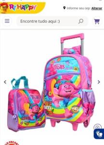 Mochila Rodinha Com Lancheira E Estojo