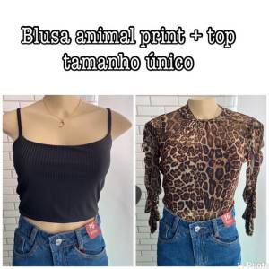 Blusa Oncinha Tule Com Top Novos