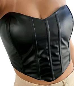 Cropped Corset Couro